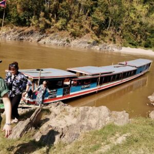 Disembarking from the Nagi of Mekong, Pak Beng, Laos