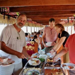 Lunch time on the Mekong Slow Boat Cruise