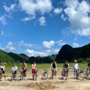 Tourists cycling through Cat Ba National Park, Halong Hideaway