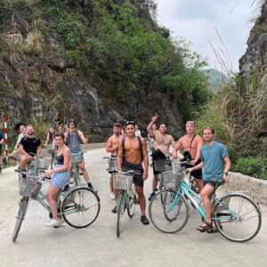 Travellers cycling at Cat Ba National Park, Halong Hideaway