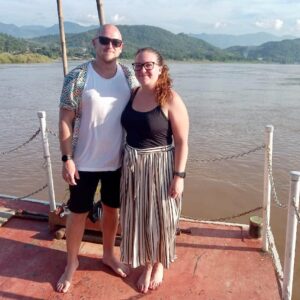 Two passengers on the Mekong Slow Boat Cruise